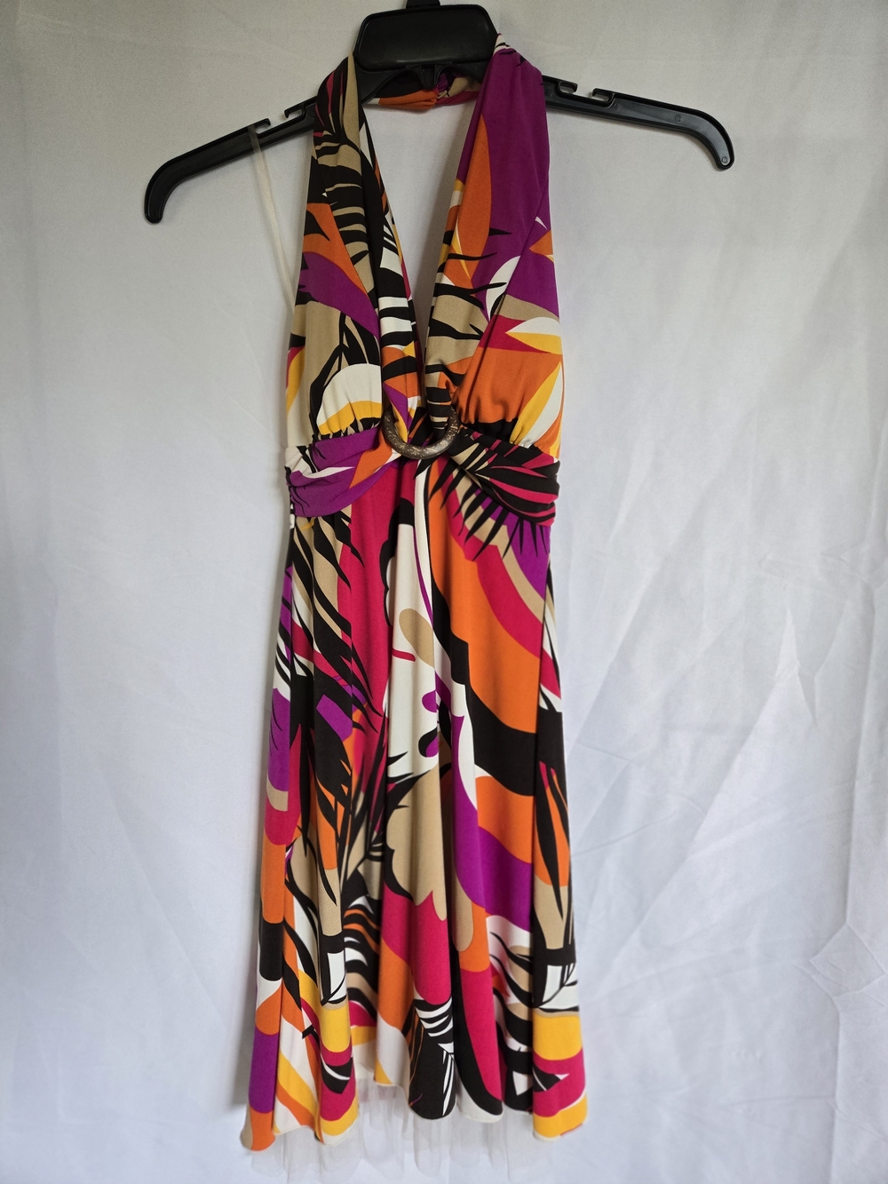 My Michelle Halter Maxi Dress in Purple, Orange & Pink